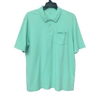 LANDS’ END XL T Short Sleeve Mint Green Teal Pima Cotton Polo Shirt with Pocket